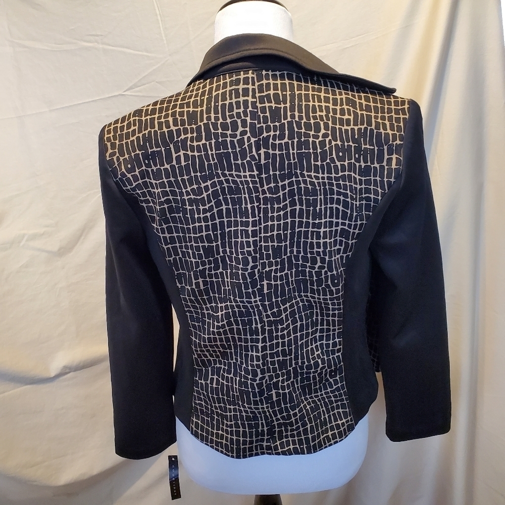 Courtney Print Faux Leather Motorcycle Jacket SZ 6 - Picture 6 of 10